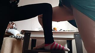 Middle-Aged Woman and Student Masturbate Intensely on Chairs