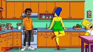 Cartoon housewife takes brutal anal pounding in kitchen by stranger