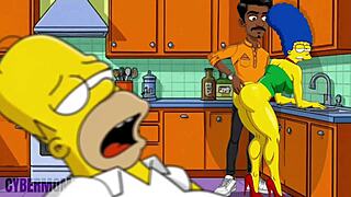 Cartoon housewife takes brutal anal pounding in kitchen by stranger