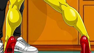 Cartoon housewife takes brutal anal pounding in kitchen by stranger