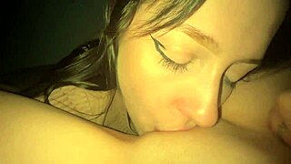 Do sloppy lesbian kisses with big tits friend lead to wet pussy eating?