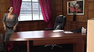 Horny Office Milf Cougar Glasses Ripped Clothes Rough Pussy Quickie