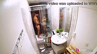 caught brunette moli shower cowgirl rides big cock before spanish porn debut