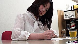 Japanese secretary, ever been tricked into creampie fucking at the office?