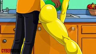 Cartoon housewife takes brutal anal pounding in kitchen by stranger