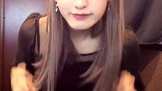 check out this cute japanese ladyboy stroking her cock solo