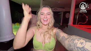 sauna turns into wild 4some dp with big tits redhead milf taking bareback anal