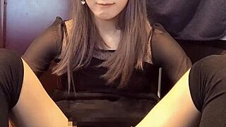 check out this cute japanese ladyboy stroking her cock solo