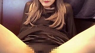 check out this cute japanese ladyboy stroking her cock solo