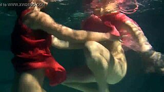 Lilia Mihalkova And Natalia Kupalka Underwater Lesbian Pool Play
