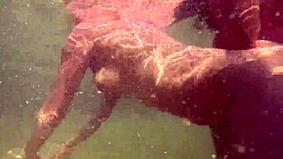 Hot milf's juicy pussy rides big cock underwater in pool sauna deepthroat frenzy