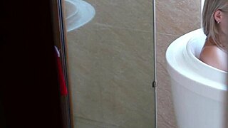 Blonde Horny Stepmom Bent Over Bathroom Sink Swallows Stepson's Huge Load After Doggystyle Pounding