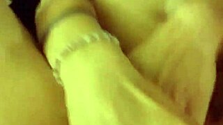 playing sticky cum all over my redhead tits feels wild