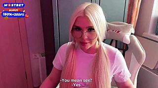 Chubby blonde teen webcam whore rides gamer cock in POV cowgirl frenzy