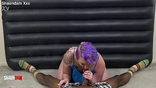 Smoking Cigs on Shaundam Big Black Cock