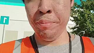 wow asian amateur strolls outdoors during work in public asmr sfw solo vibes!!