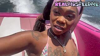 wanna see this ebony babe's fat ass dance topless in public?