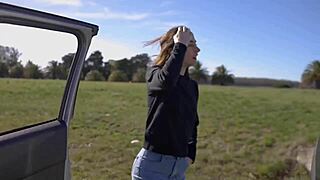 On our road trip horny teen sucked my cock swallowed every drop in the garden pov amateurs