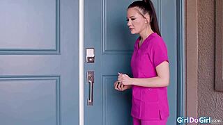 craving this petite asian's shaved pussy taste during cheating lesbian lick fest?