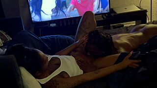 Loyalty's ebony teen pussy sucked clean of every drop after black cum blast