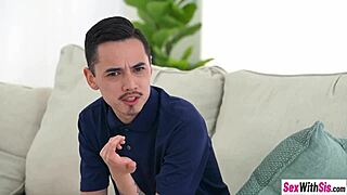 spanking petite redhead teen's pussy before school with two big cocks