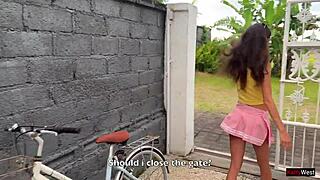 Cute 18+ teen rides stranger's hard cock in forest creampie finish!