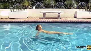 amazing blonde teen grabs chance to suck and ride daddy's mature cock