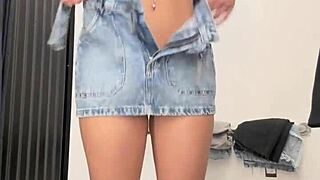 Barely Legal Jasmin Rips Clothes in Store Cabin Striptease Gone Wild