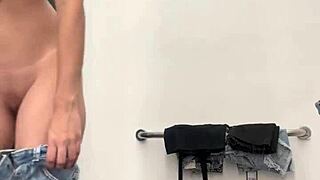 Barely Legal Jasmin Rips Clothes in Store Cabin Striptease Gone Wild