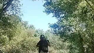 Cutie teen masturbates pussy by river unaware horny voyeur licks her to squirting orgasm