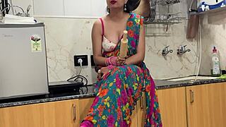 indian stepmom's hindi dirty talk roleplay in kitchen