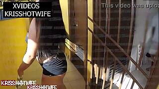 Kriss hotwife, you slut, flaunting big ass and tits in hotel corridor for cuckold eyes?