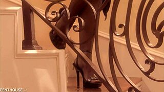 Seductive brunette Ann Marie Rios bathroom steamy cowgirl doggystyle pussy licking