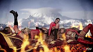 blonde and brunette milfs in latex boots 👢 finger lick rimjob in lesbian 4some 😈