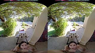 petite jazmin luv rides cock cowgirl then bends for outdoor doggystyle facial