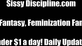 Femdom Boss Forces Sissy Dress-Up for Lingerie BDSM Submission
