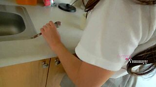 Peeking Under Schoolgirl's Skirt Leads to Home Fuck and Cute Ass Cumshot