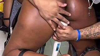 Ebony Bound For Massage But Craves Pussy Licking Finish!!