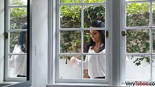 stepmom stuck tight while stepbrothers sneak in for forbidden mature group fuck