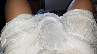 Shy girlfriend licks pussy skillfully in homemade dress skirt pov