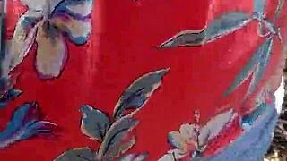 amateur chubby wife sucks cock then bends over bush for doggystyle cum in mouth with hubby watching