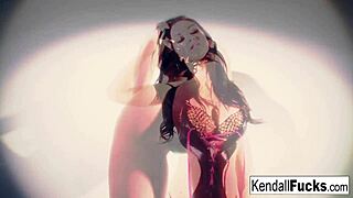 Kendall's Stocking Tease Sparks Brunette's Solo Pussy Masturbation Fetish Cravings