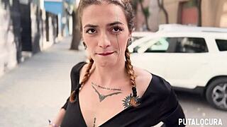 tattooed spanish beauty malafalda caught outdoors and filled with creampie