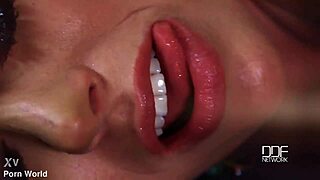 Russian Brunette Beauty Shoves Giant Banana Deep Into Shaved Pink Pussy Heels On