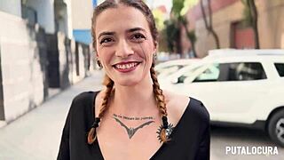 tattooed spanish beauty malafalda caught outdoors and filled with creampie