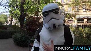 Stepdad rams big cock deep in daughter's ass for star wars cosplay anal fuck