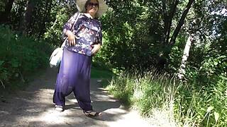 Hairy Mature Flashes Pussy In Aladdin Pants Public Park!