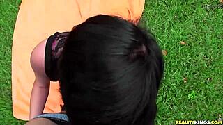 yo street blowjobs get wild with skinny teen sucking huge boss cock in reality workout threesome