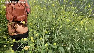 felicity feline drops pants outdoors, ass ready for public pounding!