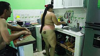 with my girlfriend's sister in the kitchen